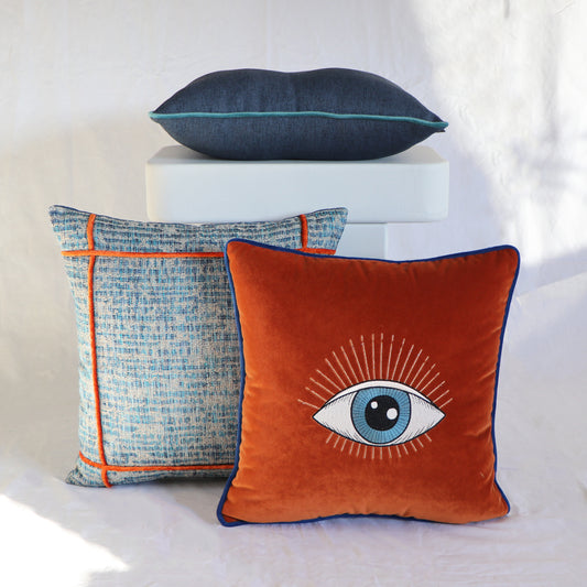 EYE EMBROIDERED VELVET PILLOW