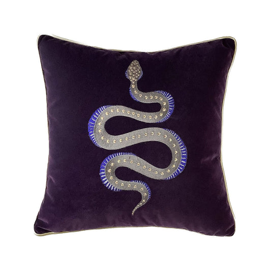 SNAKE EMBROIDERED DECORATIVE PILLOW