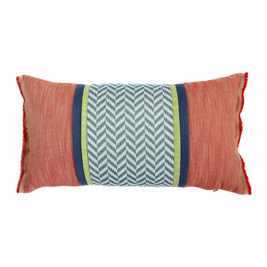 PATTERNED BANDED RECTANGULAR DECORATIVE PILLOW