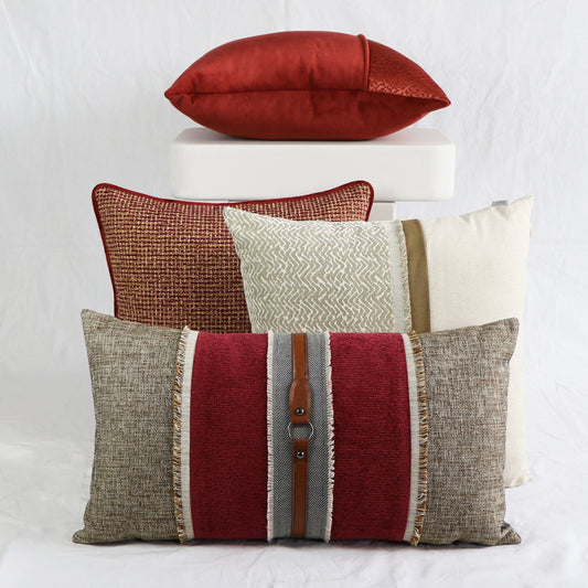 SQUARE TEXTURED SILK, VELVET PILLOW