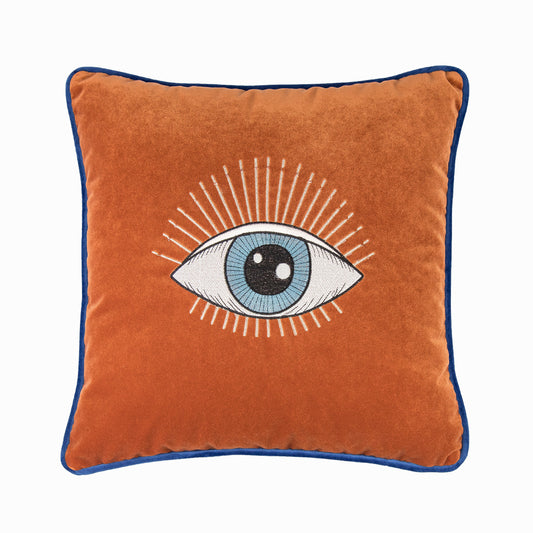 EYE EMBROIDERED VELVET PILLOW