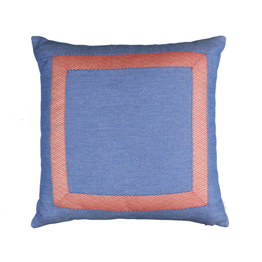 BLUE DECORATIVE PILLOW WITH PINK BORDER