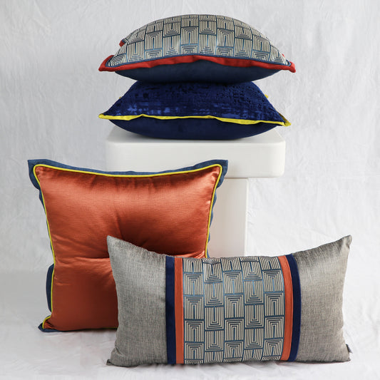 GEOMETRIC PATTERNED BANDED DECORATIVE PILLOW