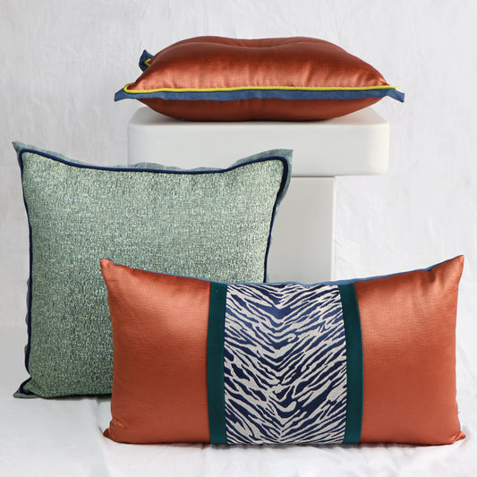 GEOMETRIC PATTERNED TAPE SATIN PILLOW