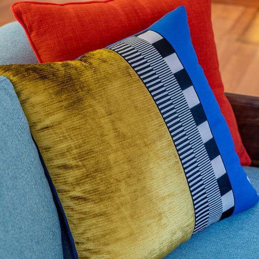 STRIPED YELLOW VELVET PILLOW