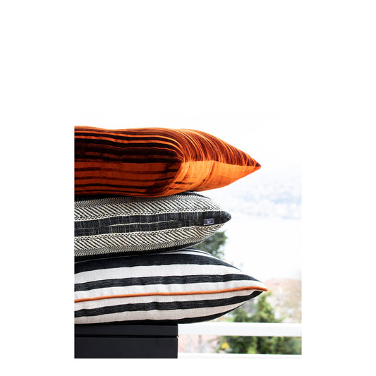 ORANGE STRIPED VELVET PILLOW